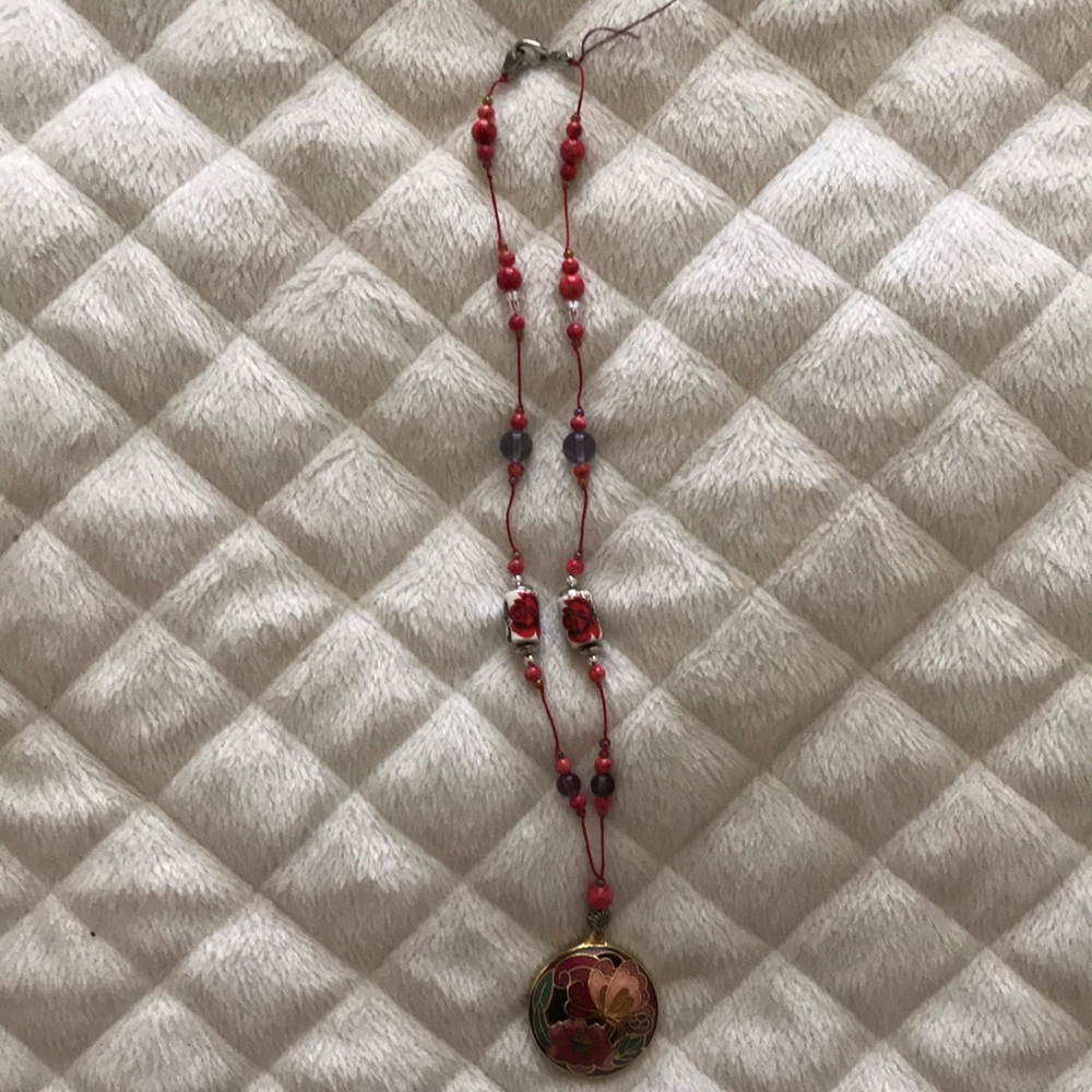 Cloisonné & Beaded Necklace